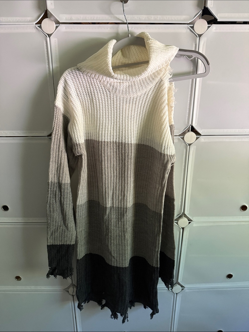 Colorblock Turtleneck Knit Sweater Dress